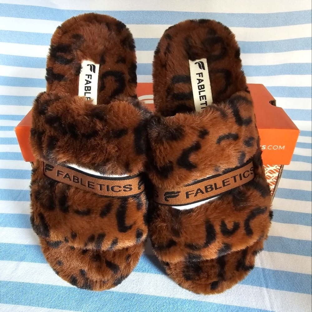 Fabletics - Slip On, Snug Strap Slipper, Leopard, Size 6